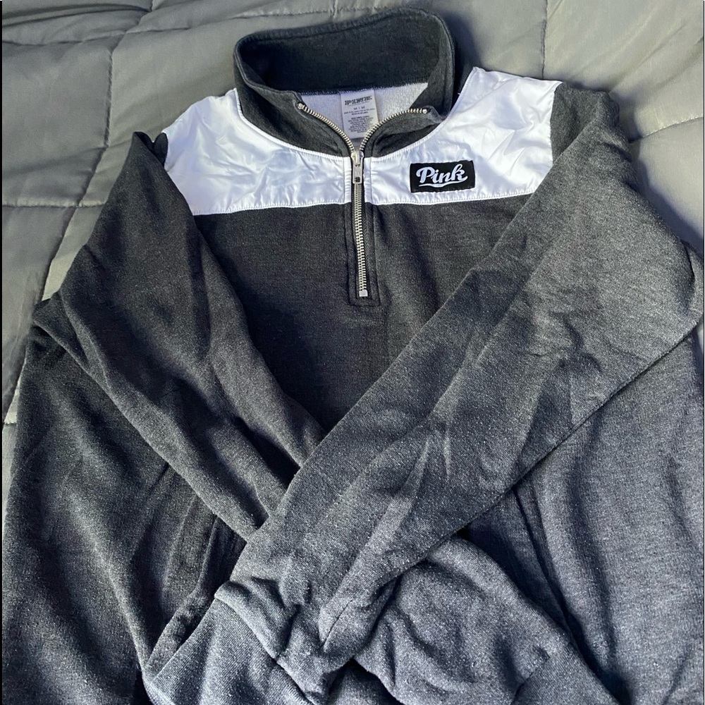 Pink Grey Half-Zip Sweater
